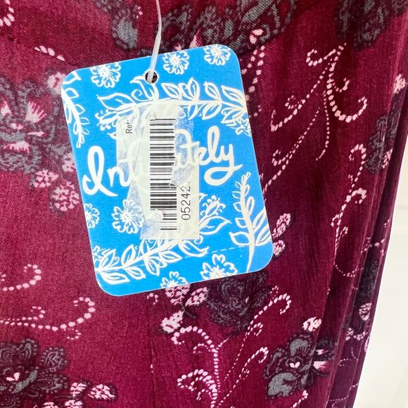 FREE PEOPLE INTIMATELY BURGUNDY LACE FLORAL PRINT SHEER DRESS NIGHTGOWN NWT LG - Picture 12 of 15